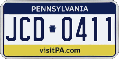 PA license plate JCD0411