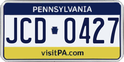 PA license plate JCD0427