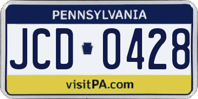 PA license plate JCD0428