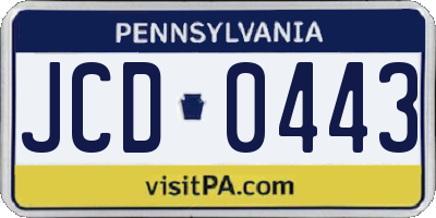 PA license plate JCD0443