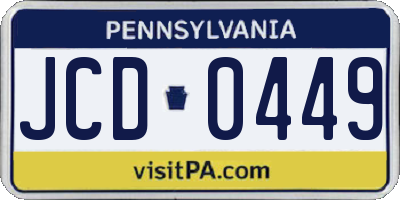 PA license plate JCD0449