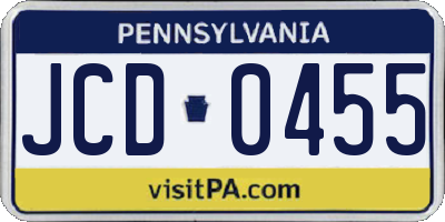 PA license plate JCD0455