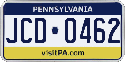 PA license plate JCD0462