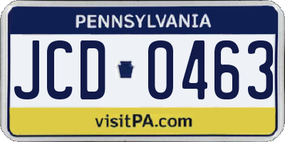 PA license plate JCD0463