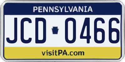 PA license plate JCD0466
