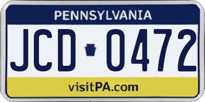 PA license plate JCD0472