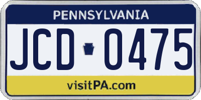 PA license plate JCD0475