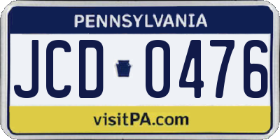 PA license plate JCD0476
