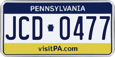 PA license plate JCD0477