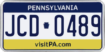 PA license plate JCD0489