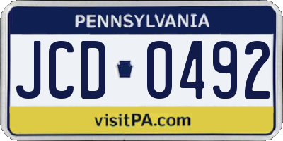 PA license plate JCD0492