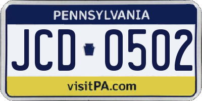 PA license plate JCD0502