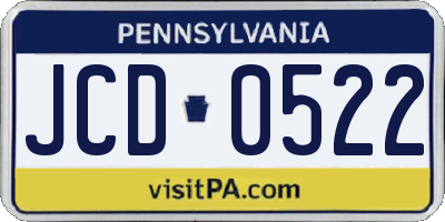 PA license plate JCD0522