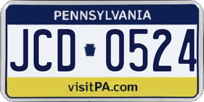 PA license plate JCD0524