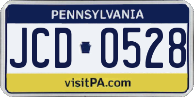 PA license plate JCD0528