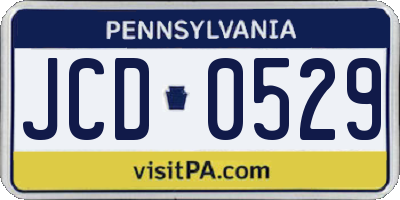 PA license plate JCD0529