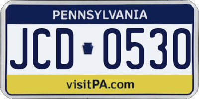 PA license plate JCD0530