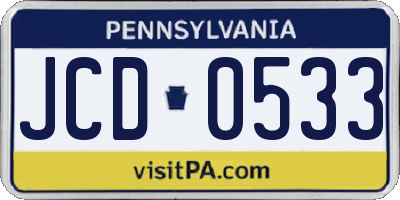 PA license plate JCD0533