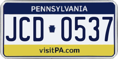 PA license plate JCD0537