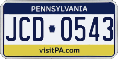 PA license plate JCD0543