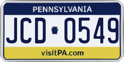 PA license plate JCD0549