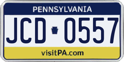 PA license plate JCD0557