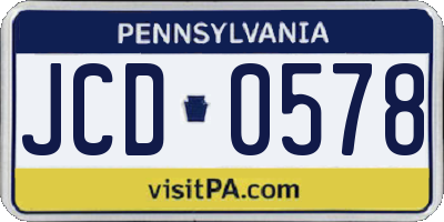 PA license plate JCD0578
