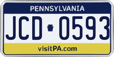 PA license plate JCD0593