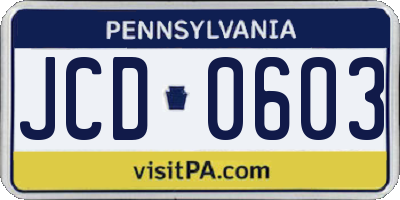 PA license plate JCD0603