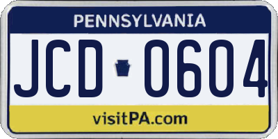 PA license plate JCD0604
