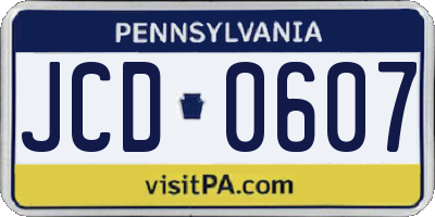 PA license plate JCD0607