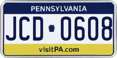 PA license plate JCD0608
