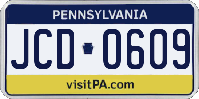 PA license plate JCD0609