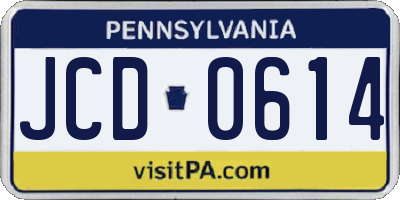 PA license plate JCD0614