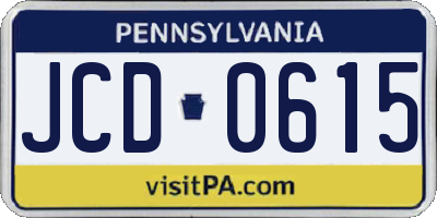 PA license plate JCD0615