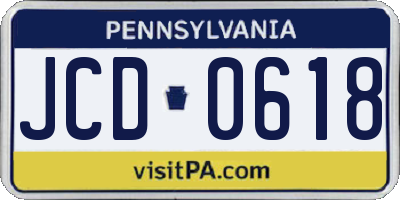 PA license plate JCD0618