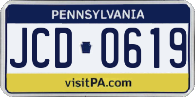 PA license plate JCD0619