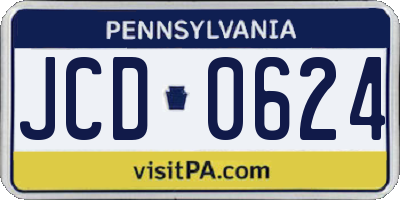 PA license plate JCD0624