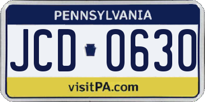 PA license plate JCD0630