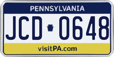 PA license plate JCD0648