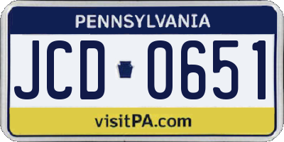 PA license plate JCD0651