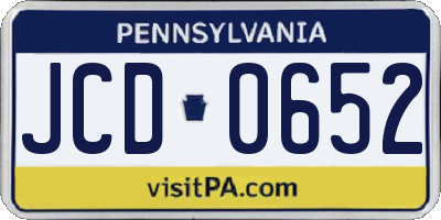 PA license plate JCD0652