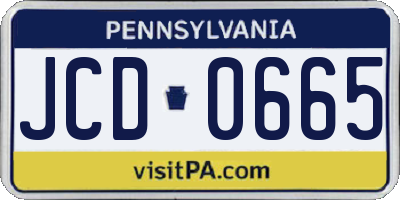 PA license plate JCD0665