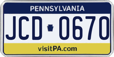 PA license plate JCD0670