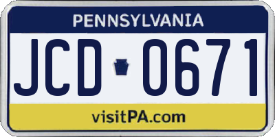 PA license plate JCD0671