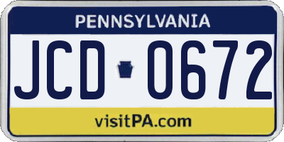 PA license plate JCD0672