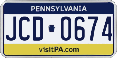 PA license plate JCD0674