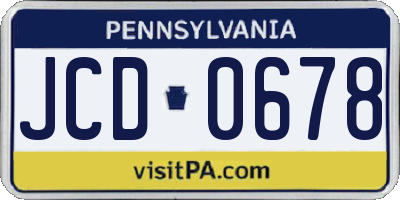 PA license plate JCD0678