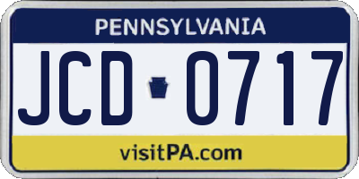 PA license plate JCD0717