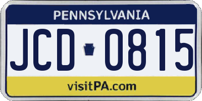 PA license plate JCD0815